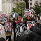 The National Organization for Women protests outside Manhattan Criminal Court in New York City in response to news that District Attorney Cyrus R. Vance Jr. declined to file charges against Harvey Weinstein. (Spencer Platt/Getty Images)